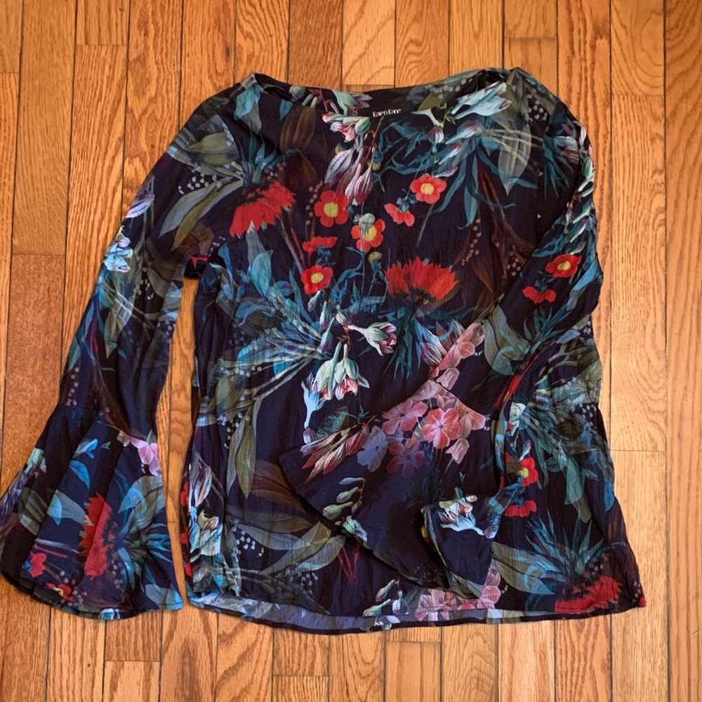 Boho Karen Kane  black Floral Blouse . Size M